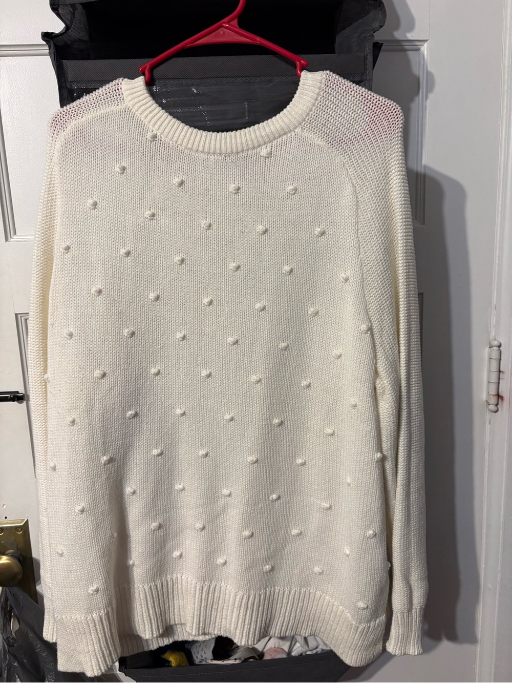Old Navy Cream Pom-Pom Crewneck Sweater